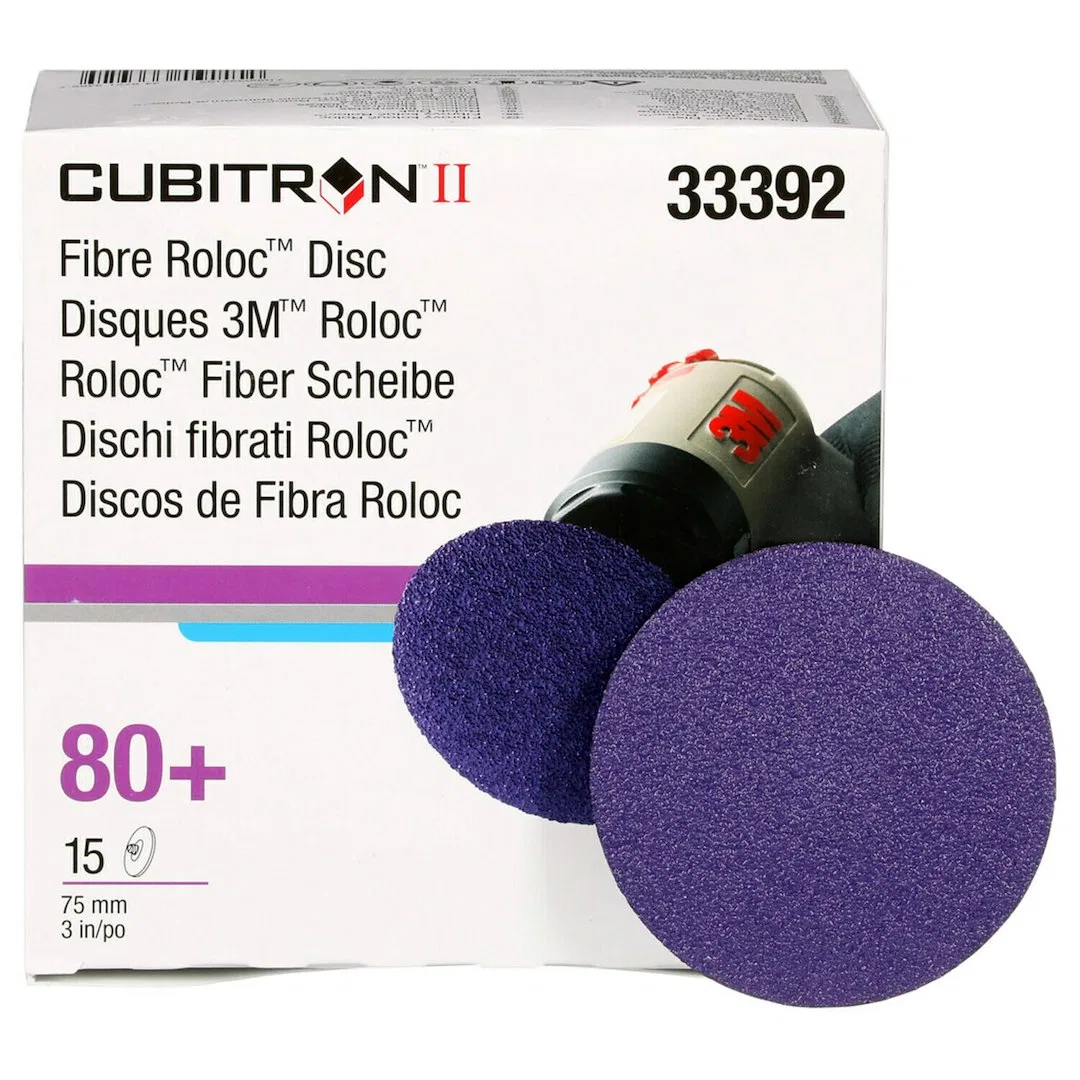 33392 – 3M Grinding Disc, 3 Inch Diameter 80+ Grade Purple Cubitron II Mineral Roloc Type Attachment Machine Box Of 1...